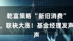 乾富策略 “新旧消费”，联袂大涨！基金经理发声